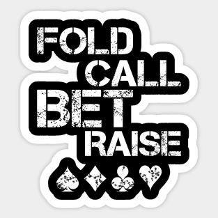 Poker - fold call bet raise Sticker